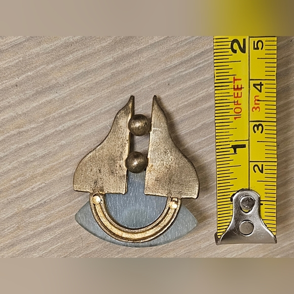 Vintage RARE Designer EFFEX Blue Gold Tone Retro Post Earrings - Picture 8 of 9